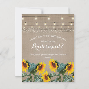 Will you be my Bridesmaid   Rustic Sunflower Invitation