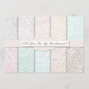 Will You Be My Bridesmaid? Rustic Vintage Lace Invitation
