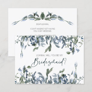 Will You Be My Bridesmaid Sage Silver Green Floral