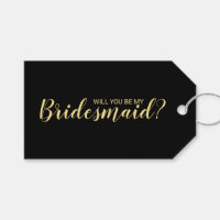 Will You Be My Bridesmaid? Script Black and Gold 