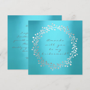 Will You Be My Bridesmaid Silver Wreath Beach Invitation