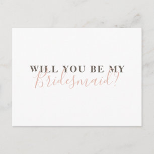 Will you be my bridesmaid. Simple calligraphy Invitation Postcard