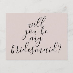 Will You Be My Bridesmaid Simple Modern Invitation Postcard