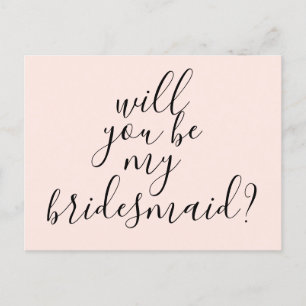 Will You Be My Bridesmaid Simple Modern Proposal Invitation Postcard