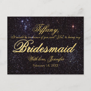 Will You Be My Bridesmaid? Starry Night Invitation Postcard