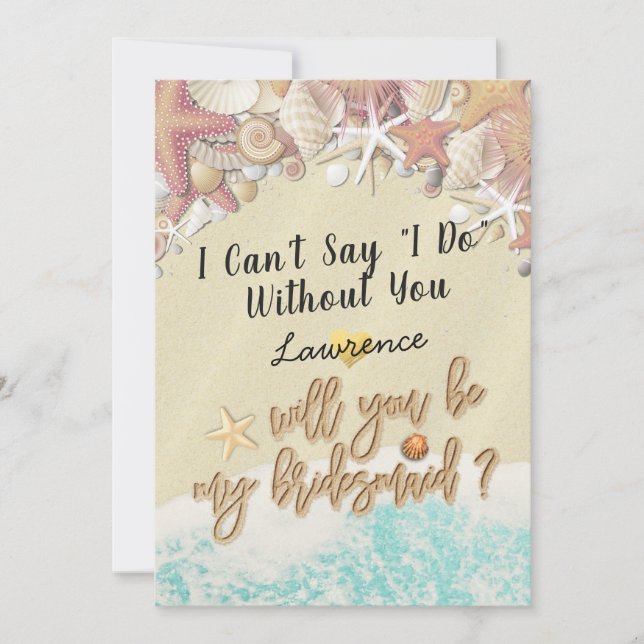Will You Be My Bridesmaid Summer Beach Starfish Invitation (Front)