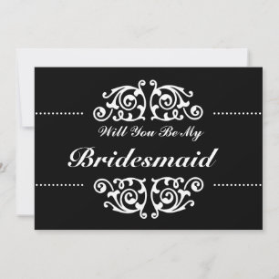 Will You Be My Bridesmaid Swirl Black & White Dots Invitation