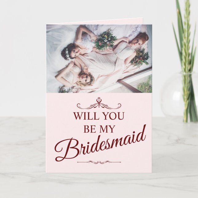 Will You Be My Bridesmaid? Three Lying Bridesmaids Holiday Card (Front)