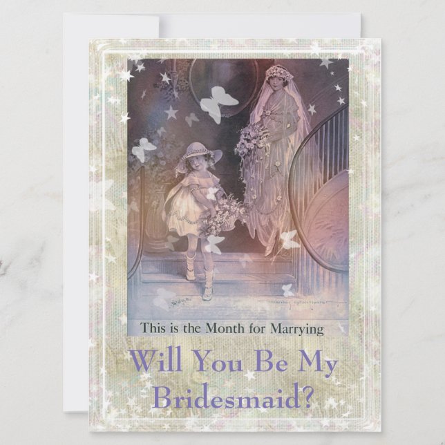 Will You Be My Bridesmaid Vintage Green Invitation (Front)