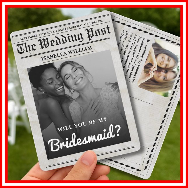 Will You Be My Bridesmaid Vintage Newspaper  Invitation (Creator Uploaded)