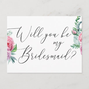 Will you be my bridesmaid. Watercolor boho floral Postcard