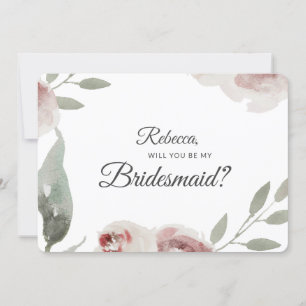 Will you be my Bridesmaid Watercolor Eucalyptus Invitation