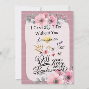 Will You Be My Bridesmaid Watercolor Floral Script Invitation