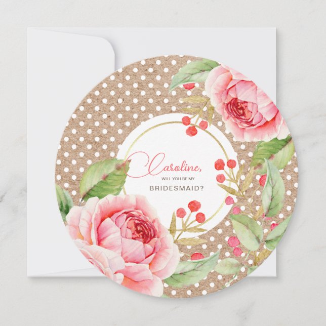 Will you be my Bridesmaid? Watercolor Flowers Invitation (Front)