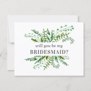 Will you be my bridesmaid. Watercolor greenery Invitation