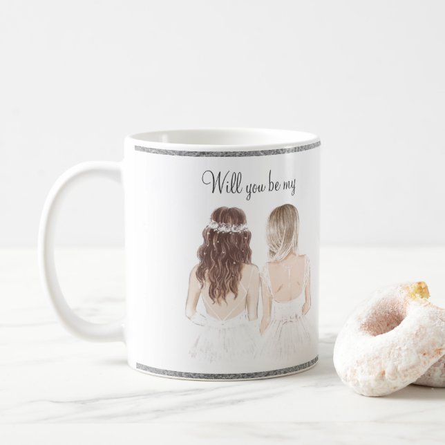Will You Be My Bridesmaid? Watercolor Script Coffee Mug (With Donut)
