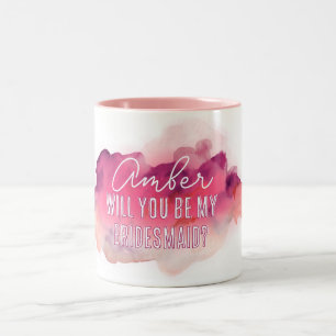 will you be my bridesmaid watercolour mug