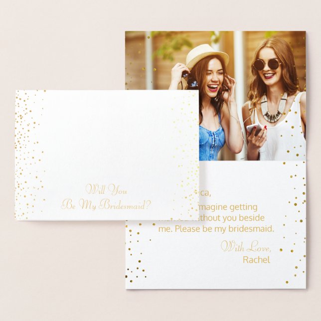 Will You Be My Bridesmaid Wedding Cake Gold Foil Card (Display)
