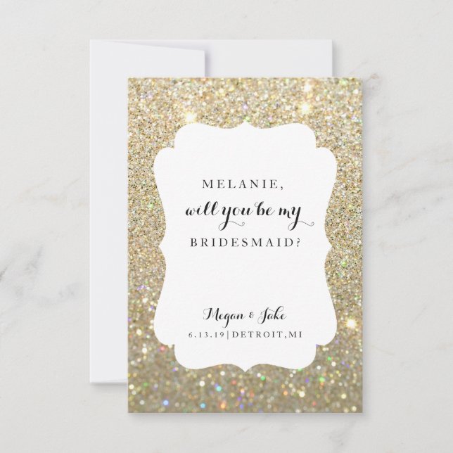 Will You Be My Bridesmaid -Wedding Day Fab Glitter Invitation (Front)