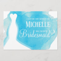Will You be my Bridesmaid? Wedding Gown Watercolor
