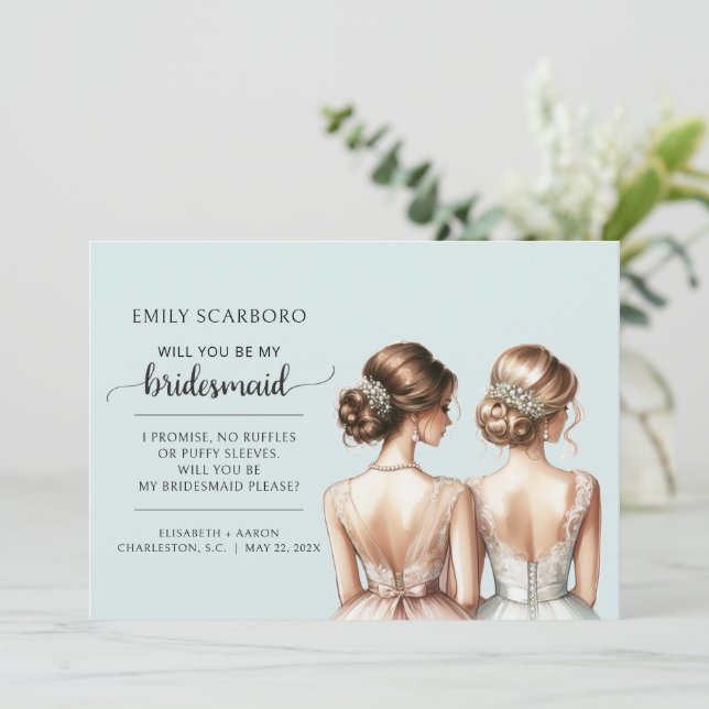 Will You Be My Bridesmaid Wedding Party Proposal Invitation (Standing Front)