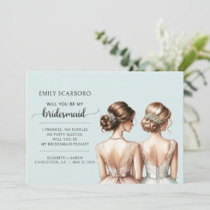 Will You Be My Bridesmaid Wedding Party Proposal Invitation