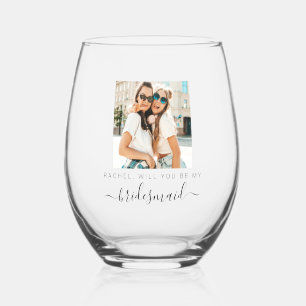 Will You Be My Bridesmaid? Wedding Party Proposal  Stemless Wine Glass