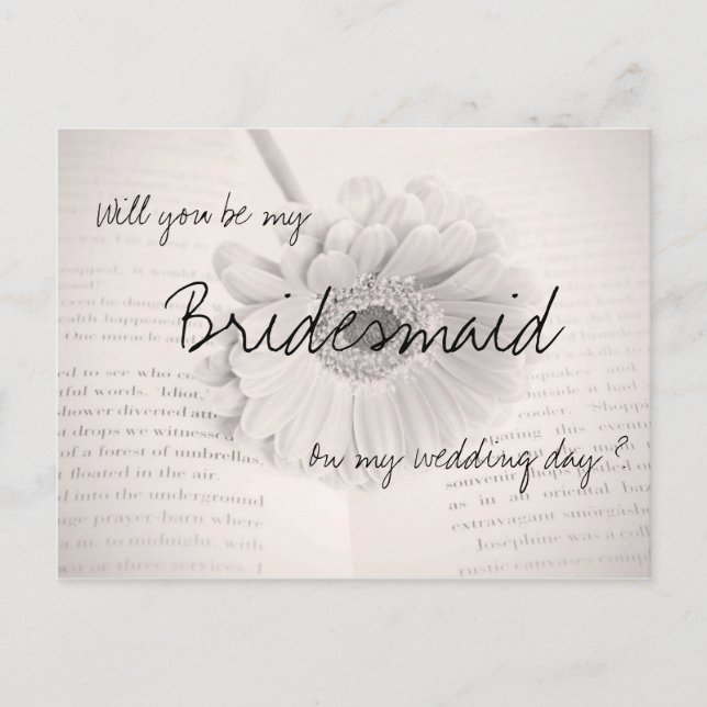 Will you be my bridesmaid wedding postcard (Front)