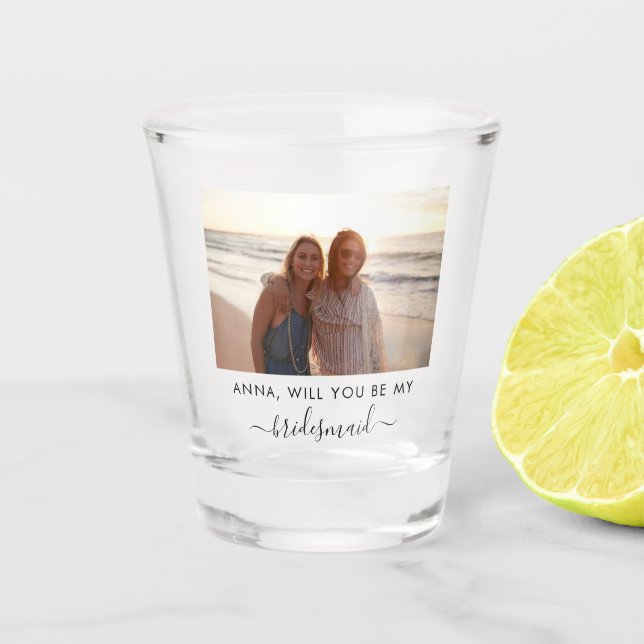 Will You Be My Bridesmaid Wedding Proposal Shot Glass (Front)
