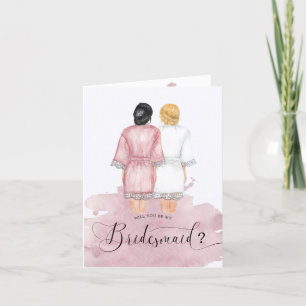 will you be my bridesmaid wedding robes folded holiday card
