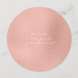 Will You Be My Bridesmaid Whiye Pink Rose Gold Invitation
