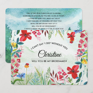Will you be my Bridesmaid? Wild Meadow Wildflowers Invitation