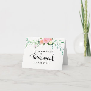 Will You Be My Bridesmaid Wildflower watercolor Invitation