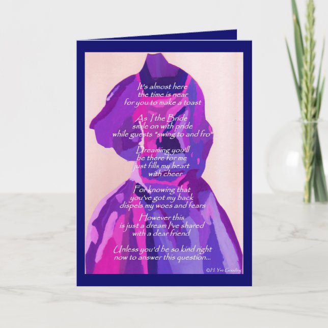 Will You Be My Bridesmaid Winter Wedding Purple  Invitation (Front)
