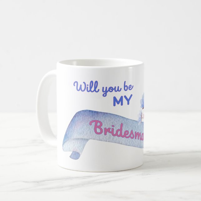 Will You Be My Bridesmaid with Flowers Coffee Mug (Front Left)