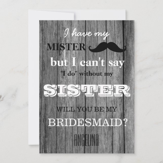 Will you be my bridesmaid? Wood Background Invitation (Front)