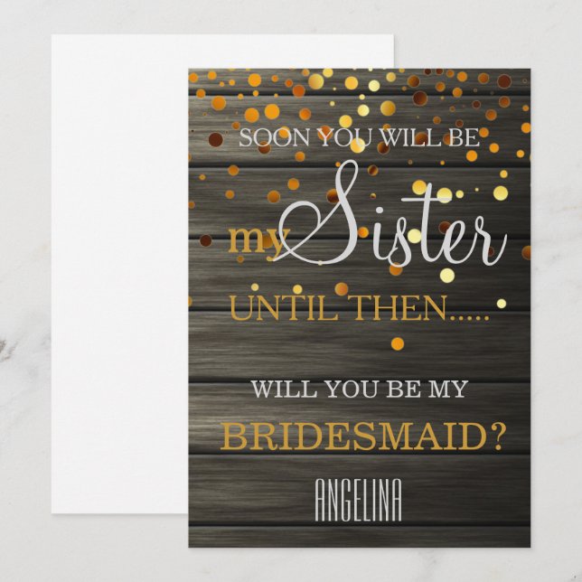 Will you be my bridesmaid? Wooden Background Invitation (Front/Back)