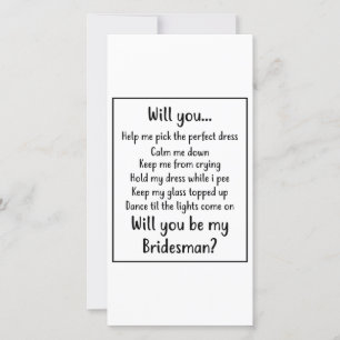 Will you be my Bridesman Holiday Card