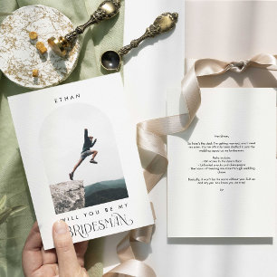 Will you be my Bridesman Minimal Photo Modern Arch Invitation