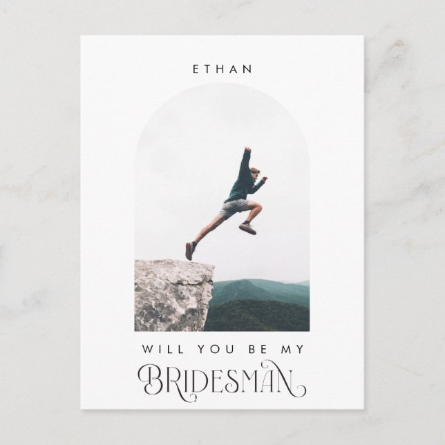 Will you be my Bridesman Minimal Photo Modern Arch Postcard (Front)
