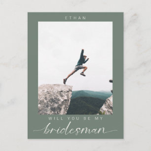 Will you be my Bridesman Minimalist Photo Modern  Postcard