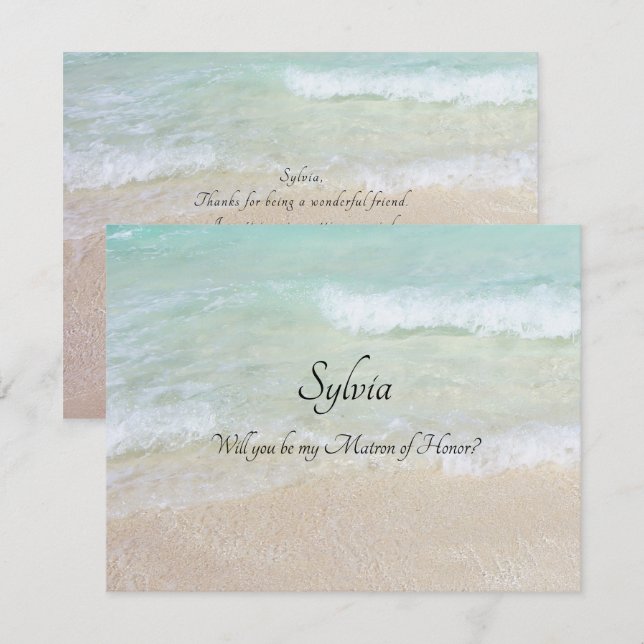 Will You Be My Custom Bridal Party Beach Note Invitation (Front/Back)