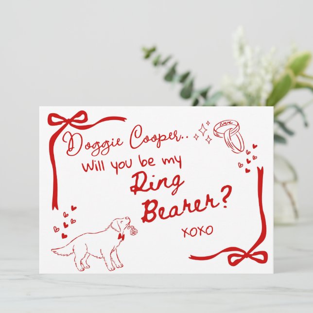 Will you be my Doggie Ring Bearer Card Invitation (Standing Front)