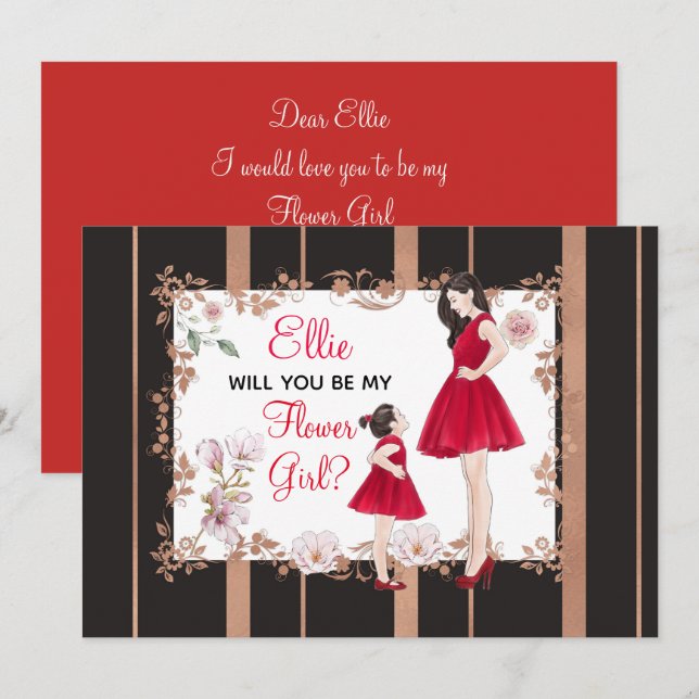 Will You Be My Flower Girl/Adult and Child/Custom Invitation (Front/Back)