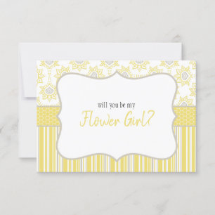 Will You Be My Flower Girl Bee Yellow and Grey