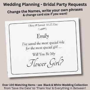 Will You Be My Flower Girl? Black & White Card