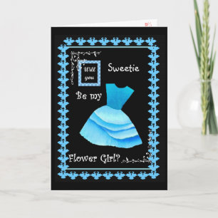Will You Be My Flower Girl? BLUE Dress Invitation