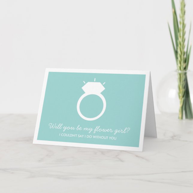Will You Be My Flower Girl? Blue Ring Card (Front)