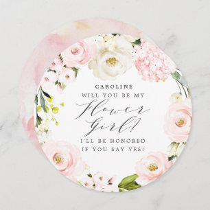 Will you Be my Flower Girl? Blush Floral Invitation