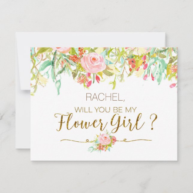Will You Be My Flower Girl - Bridesmaid Card (Front)